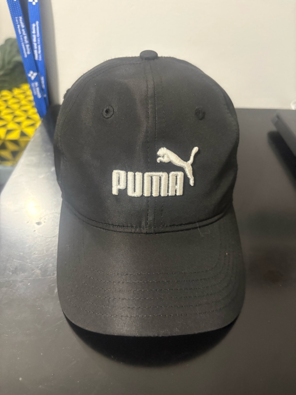 Puma Black Cap with White Logo Embroidery